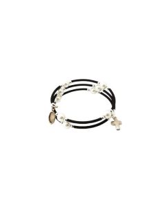 Brazalete 619 Perla Blanca Con Cruz Generico