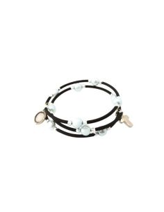 Brazalete 619 Perla Azul Con Cruz Generico