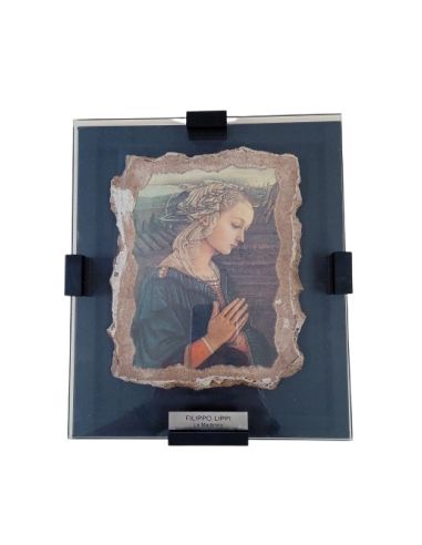 Cuadro cristal con piedra Virgen de Lippi 24,5x28,5cm
