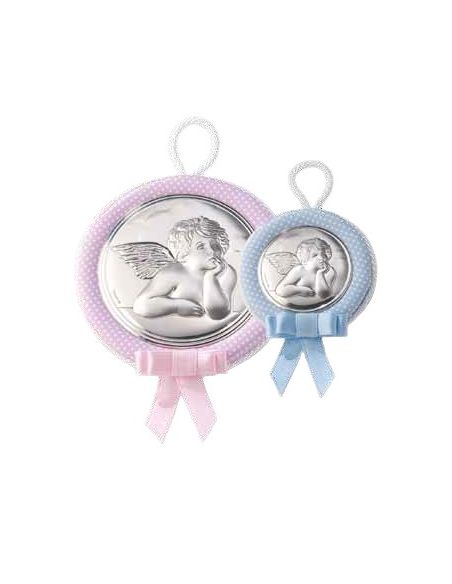Medalla cuna plata 6,5cm ángel 10493 celeste