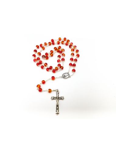 Rosario Cristal Cop. 8Mm Bicolor Rojo Amarillo