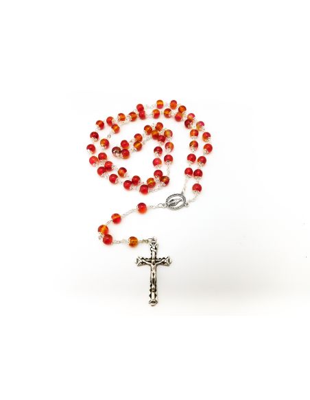 Rosario Cristal Cop. 8Mm Bicolor Rojo Amarillo
