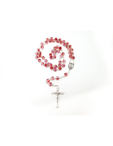Rosario Cristal Cop. 8 mm Bicolor Rosa Lila