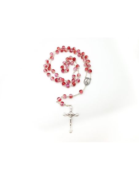 Rosario Cristal Cop. 8 mm Bicolor Rosa Lila