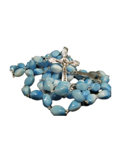 Rosario Cristal Piedra 10X8Mm Azul Claro