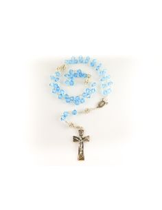 Rosario Plata Rombo Swarovski 6Mm Azul Claro