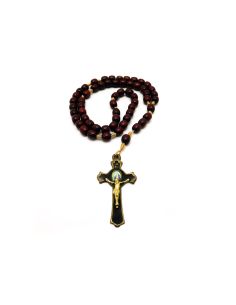 Rosario Madera Cruz Metal Negr.Milagrosa