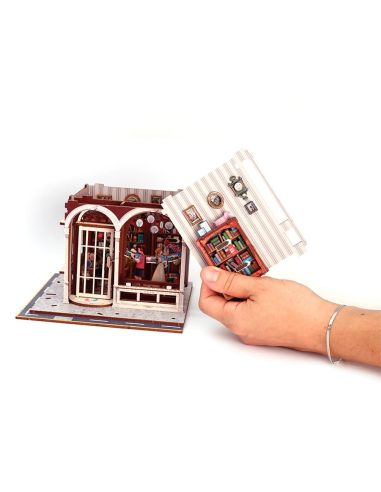 Maqueta madera 3d book store con luz