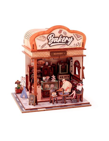Maqueta madera 3d bakehouse con luz