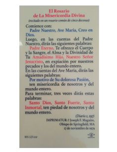 Estampa Plastificada C/Oracion 6,5X11Cm Rosario De La Misericordia 2