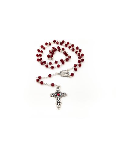 Rosario Milagrosa 3652 Plata Swarovski Granate