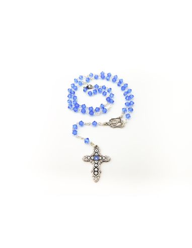 Rosario Milagrosa 3652 Plata Swarovski Azul