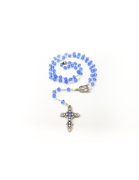 Rosario Milagrosa 3652 Plata Swarovski Azul