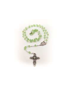 Rosario Milagrosa 3652 Plata Swarovski Verde