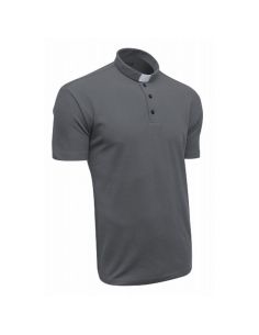 Polo Sacerdotal algodón Manga Corta color Grafito XXL