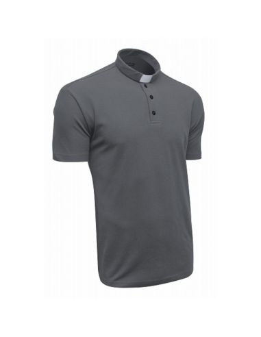 Polo Sacerdotal algodón Manga Corta color Grafito XXL