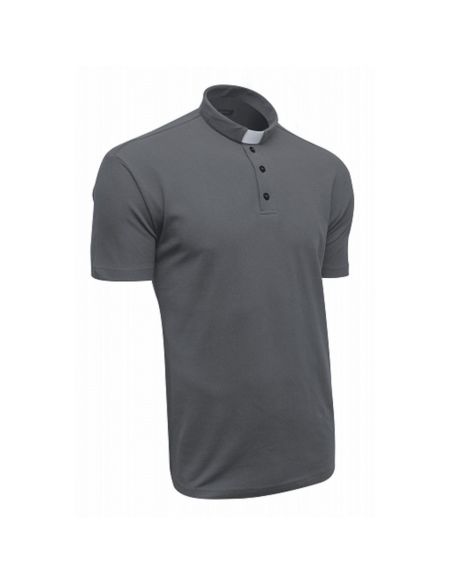 Polo Sacerdotal algodón Manga Corta color Grafito XXL