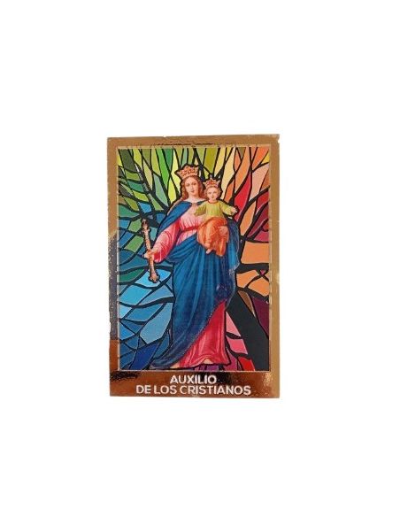 Imán madera 3mm 5,3x8cm mosaico maría auxiliadora