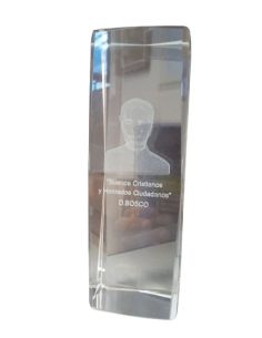 Taco cristal laser Don Bosco Buenos Cristiamos y Honrados ciudadanos 5x14,5x5cm 2