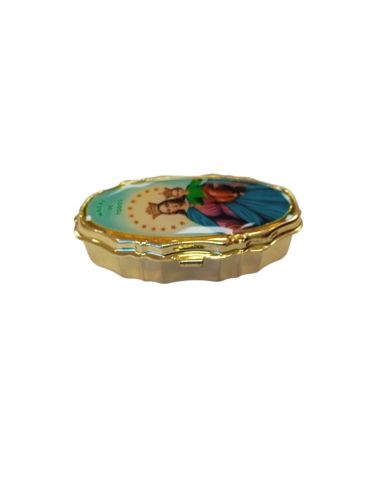 Pastillero dorado María Auxiliadora 3x5,5cm