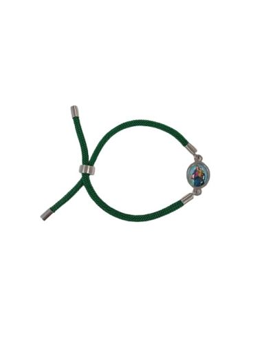 Pulsera Cordón verde acero plateado María Auxiliadora