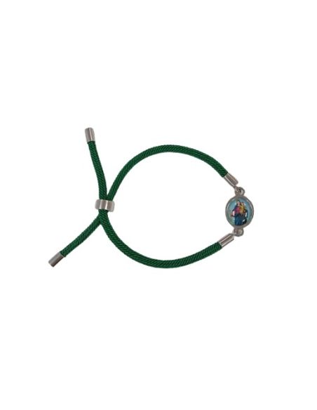 Pulsera Cordón verde acero plateado María Auxiliadora