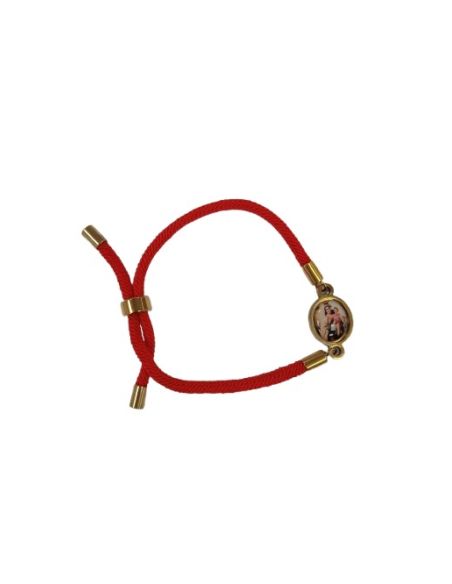 Pulsera Cordón rojo Acero Dorado Virgen del Carmen
