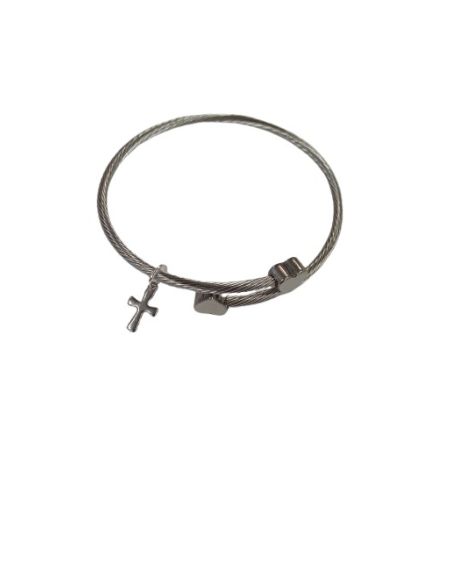 Pulsera Acero Corazón con Cruz Acero