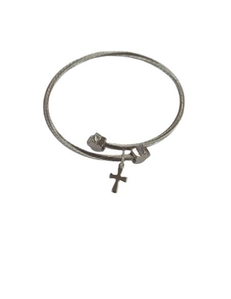 Pulsera Acero Estrella con Cruz Acero