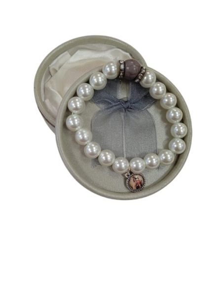 Brazalete Perlas con piedra colores surt. c/ caja V. del Carmen