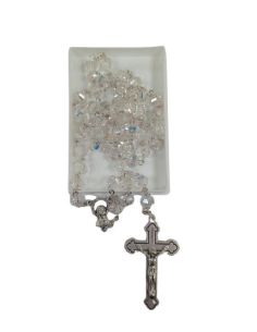 Rosario Cristal Multicaras Con Caja Color Transparente