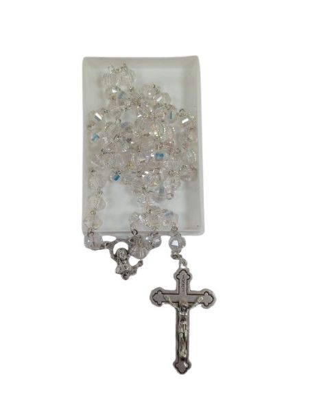 Rosario Cristal Multicaras Con Caja Color Transparente