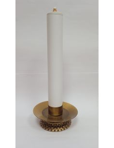 Conjunto Velón cera líquida 4x25cm + candelabro bronce mate 5,5 alto x 12,5 cm.