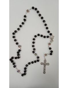 Rosario Cristal negro simil shambala pater multicolor blanco