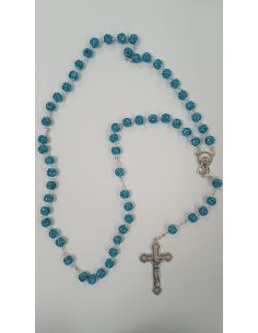 Rosario Cristal azul agua simil shambala