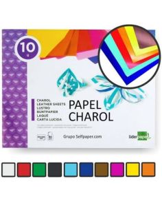 Bloc Papel Charol 317X245 mm, Bloc 10 Colores