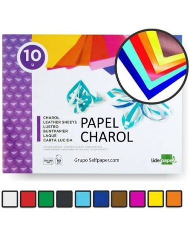 Bloc Papel Charol 317X245 mm, Bloc 10 Colores