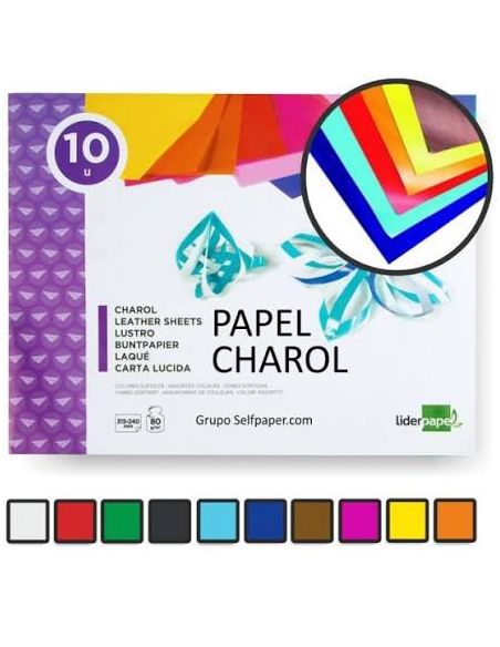 Bloc Papel Charol 317X245 mm, Bloc 10 Colores