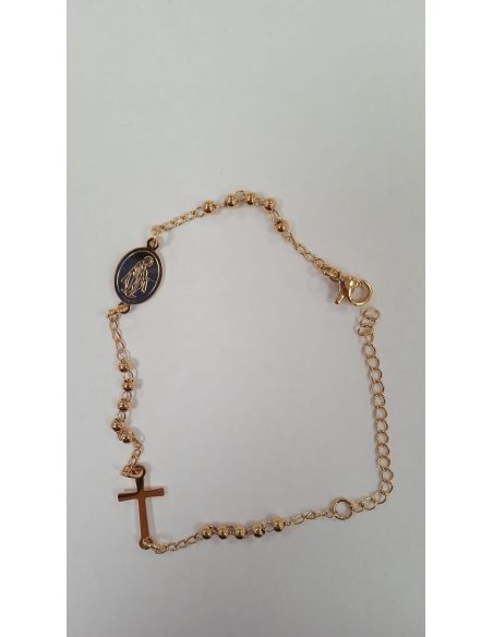Pulsera rosario dorado acero inox Milagrosa