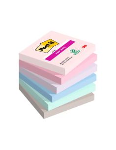 Bloc De Notas Adhesivas Quita Y Pon Post It Super Sticky Soulful 100% Pefc 76X76 Mm Pack De 6 Blocs Colores.