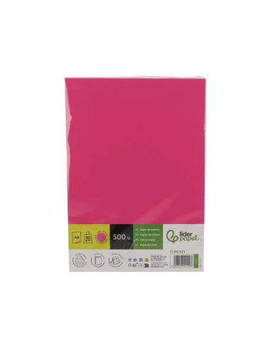 Papel color liderpapel din a4 80 gr rosa intenso paquete de 500 hojas.