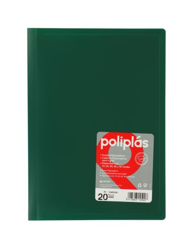 Carpeta 20 Fundas Poliplas Folio Opaco colores Surtidos