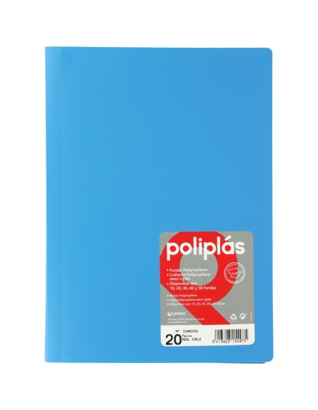 Carpeta 20 Fundas Poliplas Folio Opaco colores Surtidos