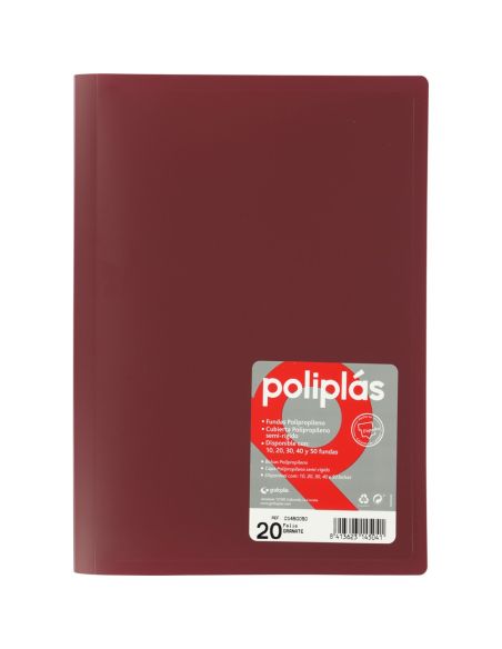 Carpeta 20 Fundas Poliplas Folio Opaco colores Surtidos