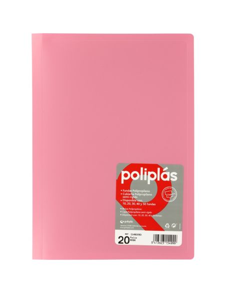 Carpeta 20 Fundas Poliplas Folio Opaco colores Surtidos