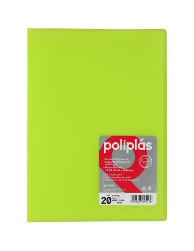 Carpeta 20 Fundas Poliplas Folio Translucido colores Surtidos