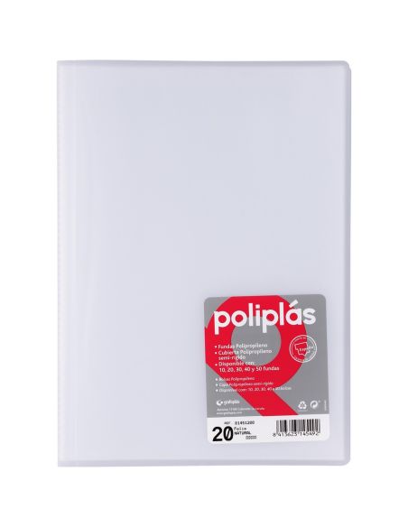 Carpeta 20 Fundas Poliplas Folio Translucido colores Surtidos