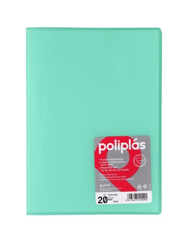 Carpeta 20 Fundas Poliplas Folio Translucido colores Surtidos