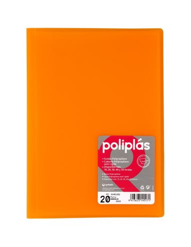 Carpeta 20 Fundas Poliplas Folio Translucido colores Surtidos