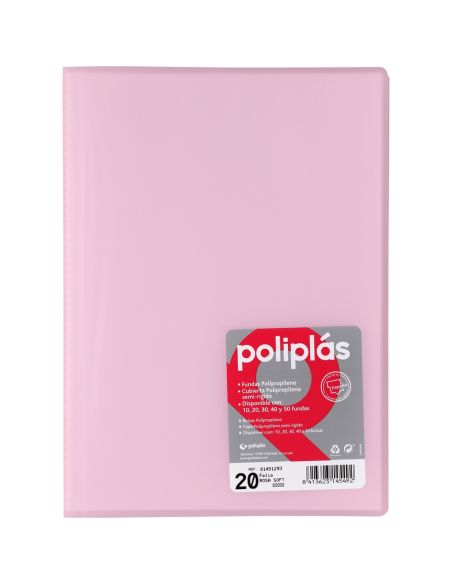 Carpeta 20 Fundas Poliplas Folio Translucido colores Surtidos